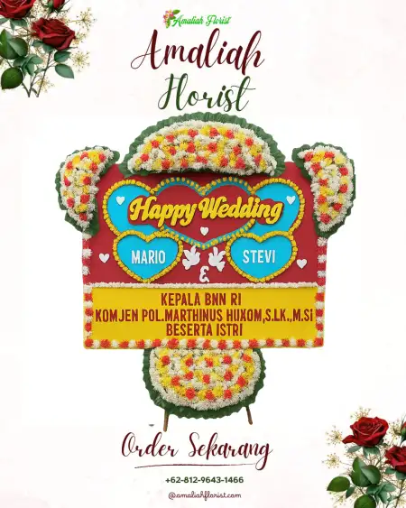 Papan Bunga Pernikahan Benda Baru